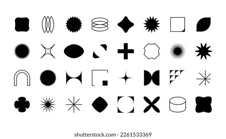 Geometrische Formen des Bauhauses. Grundlegende brutalistische Formen, primitive minimale Zahlen einfache Zusammensetzung. Modernes Vektordesign