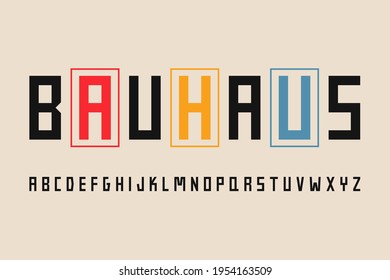 Bauhaus geometric typographic font. Headline uppercase alphabet for posters, logo, banner. Abc letters vector illustration