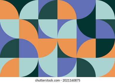 Bauhaus geometry abstract simple shapes minimalistic orange, purple and green poster. Abstract vector pattern - web banner, business presentation, branding package, fabric print, wallpaper