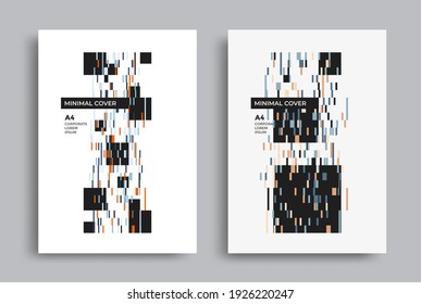 Bauhaus graphic design minimal posters with color lines and squares. Geometric glitch composition for flyer A4. Vector template