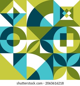 Bauhaus Green Seamless Background. Vector Illustration Of Geometric Pattern.