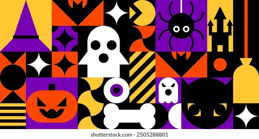 Bauhaus Halloween Pattern Vector Illustration