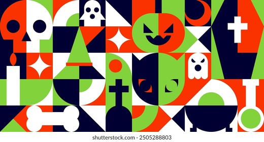 Bauhaus Halloween Pattern Vector Illustration