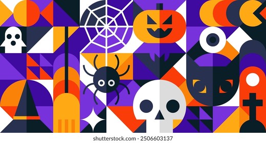 Bauhaus Halloween Pattern Vector Illustration