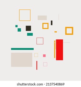 Bauhaus inspired abstract artwork made with vector design elements and bold geometric shapes for poster, cover, art, presentation, prints, fabric, wallpaper and etc.