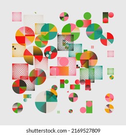 Bauhaus inspired abstract artwork made with vector design elements and bold geometric shapes for poster, cover, art, presentation, prints, fabric, wallpaper and etc.