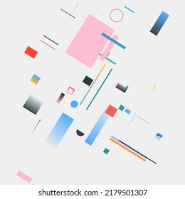 Bauhaus inspired abstract artwork made with vector design elements and bold geometric shapes for poster, cover, art, presentation, prints, fabric, wallpaper and etc.