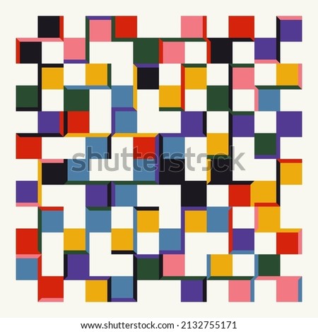 Bauhaus inspired abstract artwork made with vector design elements and bold geometric shapes for poster, cover, art, presentation, prints, fabric, wallpaper and etc.