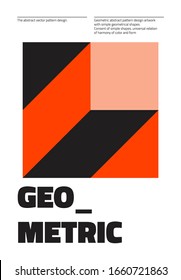 Bauhaus inspired graphic design of vector poster mockup created with vector abstract elements, lines and bold geometric shapes, useful for poster art, front page design, decorative prints.