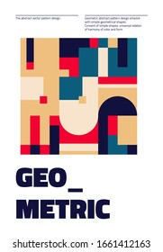 Bauhaus inspired graphic design of vector poster mockup created with vector abstract elements, lines and bold geometric shapes, useful for poster art, front page design, decorative prints.