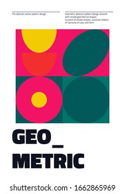 Bauhaus inspired graphic design of vector poster mockup created with vector abstract elements, lines and bold geometric shapes, useful for poster art, front page design, decorative prints.