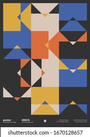 Bauhaus inspired graphic design of vector poster mockup collection created with vector abstract elements, lines and bold geometric shapes, useful for poster art, front page design, decorative prints.