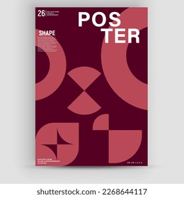 Bauhaus inspired graphic design of vector poster mockup created with vector abstract elements, lines and bold geometric shapes, useful for poster art, front page design, decorative prints.