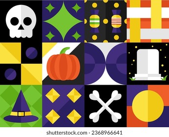 Bauhaus inspiró el arte geométrico con temática Haloween con conmovedores iconos.