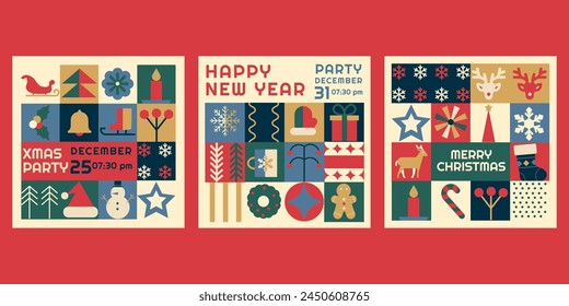 Bauhaus invitation flyer for New Year  Christmas party