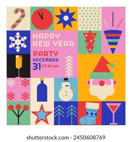 Bauhaus invitation flyer for the New Year's party