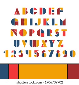 Bauhaus Letters And Numbers Set. Modern Typography. Font For Events, Promotions, Logos, Banner, Monogram And Poster.