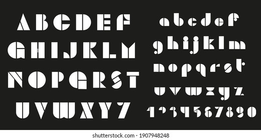 Bauhaus letters and numbers set. Modern typography. Font for events, promotions, logos, banner, monogram and poster.