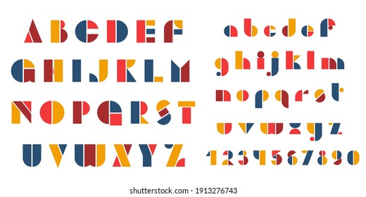 Bauhaus Letters And Numbers Set. Modern Typography. Font For Events, Promotions, Logos, Banner, Monogram And Poster.