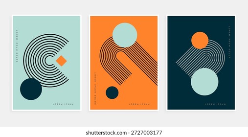 Diseño de elemento de forma abstracta de estilo de línea Bauhaus en Vector de conjunto
