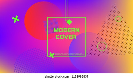 Bauhaus Memphis Minimal Geometric Design. Trendy Minimal Cover, Falling Shapes, Hipster Business Template. Memphis Futuristic Flyer Flat Corporate Identity. Neon Music Party Poster