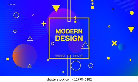 Bauhaus Memphis Minimal Geometric Design. Minimal Cover, Trendy Falling Shapes, Business Template Layout. Memphis Shape Futurist Corporate Identity Design. Vector Poster Presentation