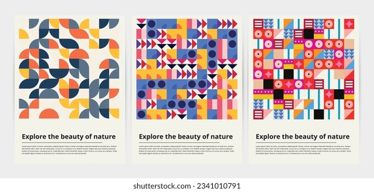 Bauhaus Modern Abstract covers set minimal cover design geometric design background
