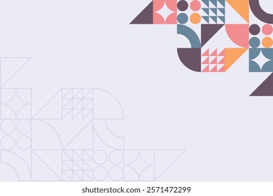 Bauhaus mosaic pattern flat background design colorful with different color shapes for website background EPS 10