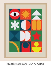 Bauhaus paintings, Mid-20th century modern posters, classic geometry