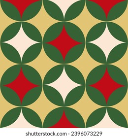 Bauhaus pattern abstract geometric. Merry Christmas, Christmas Scandinavian geometric seamless pattern. Christmas characters Santa, tree, garland, sock, decoration, snowflake. Vector illustration.