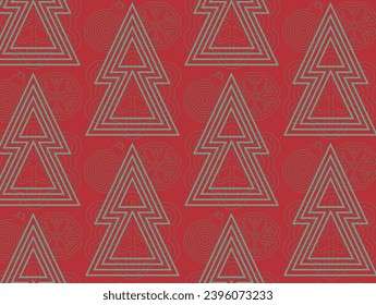 Bauhaus pattern abstract geometric. Merry Christmas, Christmas Scandinavian geometric seamless pattern. Christmas characters Santa, tree, garland, sock, decoration, snowflake. Vector illustration.