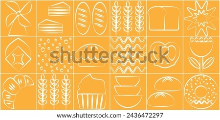 Bauhaus pattern abstract geometric.Baking and dessert in trendy geometric style - seamless pattern with icons related to bakery, cafe, cupcakes and logo design templates