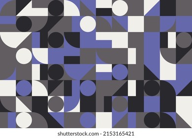Bauhaus pattern with basic shapes in square grid. Abstract background with retro geometric pattern. Multicolor Vintage vector illustration easy to edit and customize. Eps10