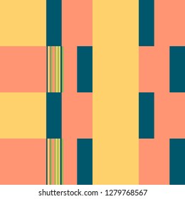 Bauhaus Pattern. Blocks Background With Stripes. Vector Seamless Bauhaus Pattern. Yellow Rhythmic Structure With Rectangular Shapes. Abstract Geometric Background. Bauhaus Style Design. 