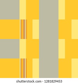 Bauhaus Pattern. Blocks Background With Stripes. Yellow Rhythmic Structure With Rectangular Shapes. Vector Seamless Bauhaus Pattern. Abstract Geometric Background. Bauhaus Style Design. 