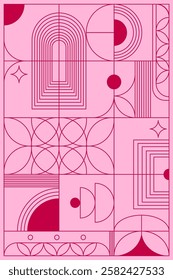 Bauhaus pattern design. Bauhaus modern poster. Bauhaus creative background graphic illustration. Colorful geometric style for beautiful banner, poster, card, wallpaper, sign, art exhibition, template.