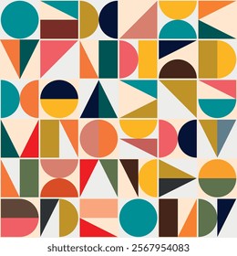 Bauhaus pattern from the early 20th century. Vector abstract pattern of geometric Bauhaus shapes.