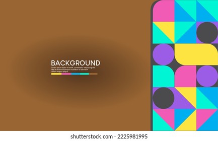 Bauhaus pattern geometric retro style brown color background design.vector abstract circle, triangle and square line.for banner,cover,catalog,business,card design