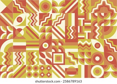 Bauhaus pattern, Geometric shape. Geometric mosaic. Scandinavian. Geometric mosaic print. retro wallpaper. Vector illustration