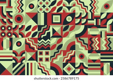 Bauhaus pattern, Geometric shape. Geometric mosaic. Scandinavian. Geometric mosaic print. retro wallpaper. Vector illustration