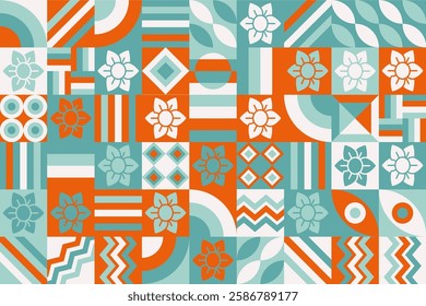 Bauhaus pattern, Geometric shape. Geometric mosaic. Scandinavian. Geometric mosaic print. retro wallpaper. Vector illustration