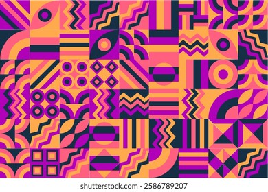 Bauhaus pattern, Geometric shape. Geometric mosaic. Scandinavian. Geometric mosaic print. retro wallpaper. Vector illustration
