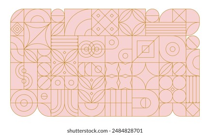 Concepto de Anuncio Rosa Bauhaus. Ilustración vectorial de Arte Contemporáneo de Moda. Decoración de Fondo. Estilo lineal y de contorno. 