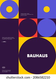 Bauhaus poster design template layout with clean typography and minimal vector pattern with colorful abstract geometric shapes. Great for branding presentation, album print, website header, web banner - Shutterstock ID 2086582210