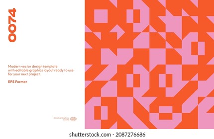 Bauhaus poster design template layout with clean typography and minimal vector pattern with colorful abstract geometric shapes. Great for branding presentation, album print, website header, web banner