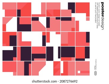 Bauhaus poster design template layout with clean typography and minimal vector pattern with colorful abstract geometric shapes. Great for branding presentation, album print, website header, web banner