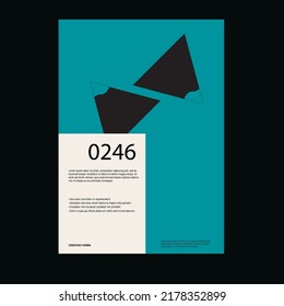 Bauhaus poster template layout with clean typography and minimal vector pattern with abstract geometric shapes. Great for poster art, album cover prints