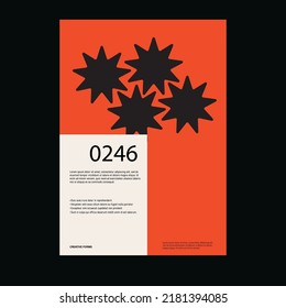 Bauhaus poster template layout with clean typography and minimal vector pattern with abstract geometric shapes. Great for poster art, album cover prints
