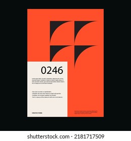 Bauhaus poster template layout with clean typography and minimal vector pattern with abstract geometric shapes. Great for poster art, album cover prints
