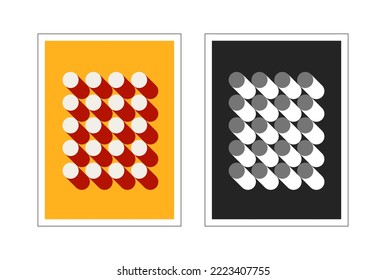 Bauhaus poster. Two abstract vertical posters with cylinders.